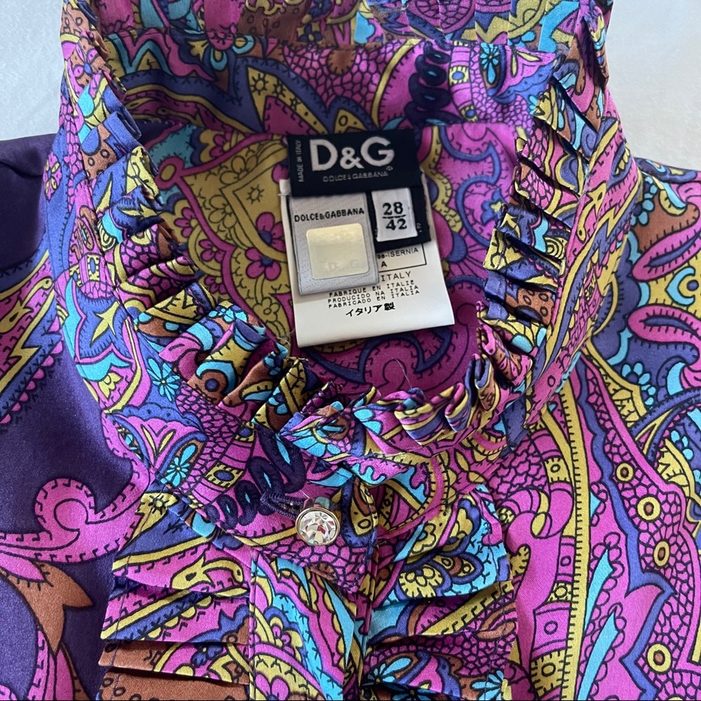 *SOLD* Dolce & Gabbana Silk Paisley Top Sz 42 - Picture 7 of 16